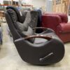 Dark Grey Wood Armed Manual Swivel Recliner