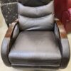 Dark Grey Wood Armed Manual Swivel Recliner