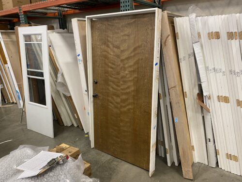 Dark Oaky Stripped Pre Hung Door with Hardware!