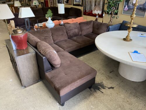 Brown Microfiber with Leather Bottom Sectional