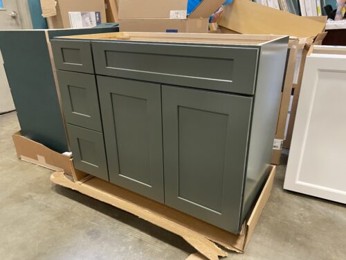 Sage Green 3 Drawer 2 Door Base Cabinet