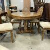 Modern Starburst Patterned Dining Table with 6 Rattan Chairs