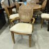 Modern Starburst Patterned Dining Table with 6 Rattan Chairs