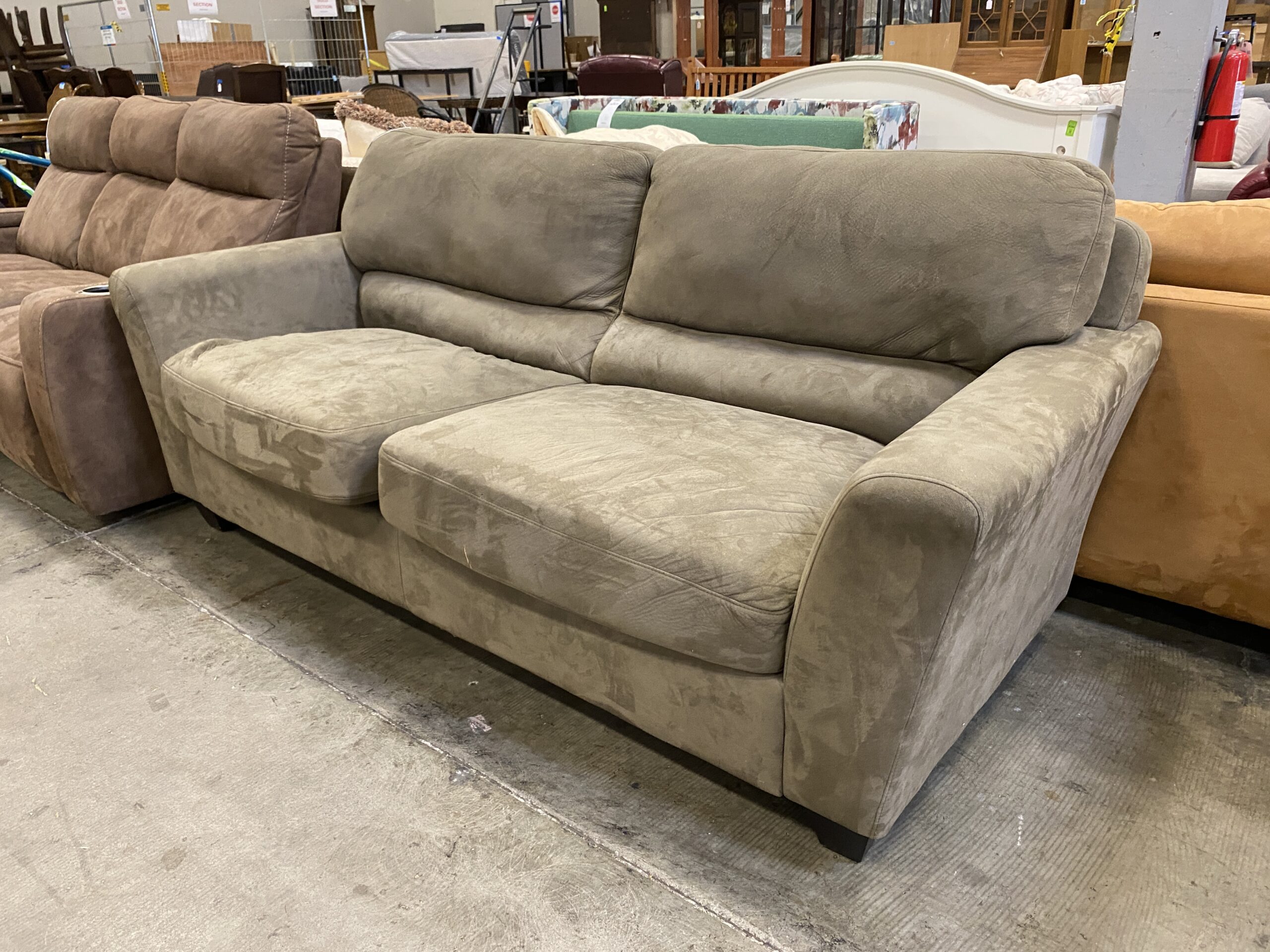 Olive Green Angled Arm Loveseat XL