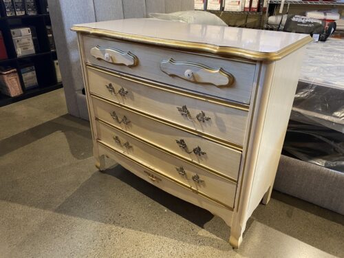 White and Gold Vintage Dresser