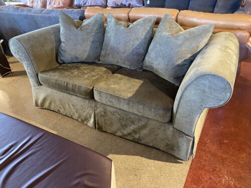 Green Crushed Velvet Sofa with Down Filled Pillows