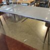 Filmed Glass Top Metal Base Table