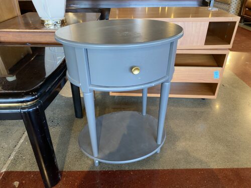 Grey Oval Nightstand