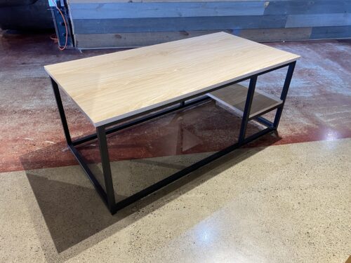 Simple Lines Metal Coffee Table with Wood Top