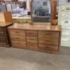 Aged Wood Dresser with Matching Vanity Mirror