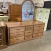 Aged Wood Dresser with Matching Vanity Mirror