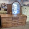 Aged Wood Dresser with Matching Vanity Mirror