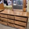 Aged Wood Dresser with Matching Vanity Mirror