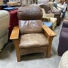 Brown Leather Recliner With Wood Frame