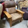Brown Leather Recliner With Wood Frame