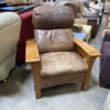 Brown Leather Recliner With Wood Frame