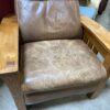 Brown Leather Recliner With Wood Frame