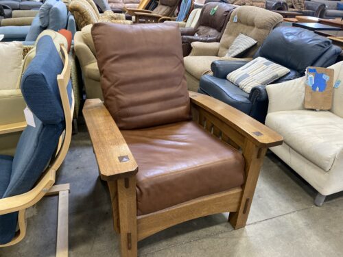 Stickley Style Brown Leather Adjustable Chair
