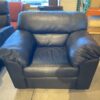Overstuffed Black Leather Chair