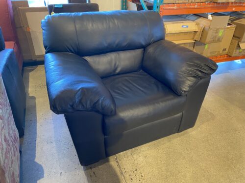 Overstuffed Black Leather Chair
