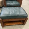 Stickley Style Green Leather Chair With Ottoman