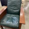 Stickley Style Green Leather Chair With Ottoman