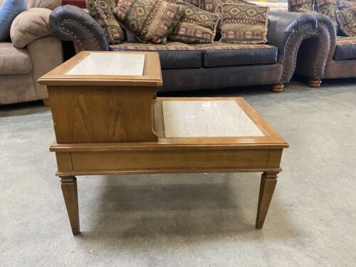 Two Tier Coffee Table with Grey Marble Inserts