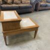 Two Tier Coffee Table with Grey Marble Inserts