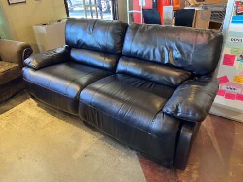 Black Leather Power Recliner Couch