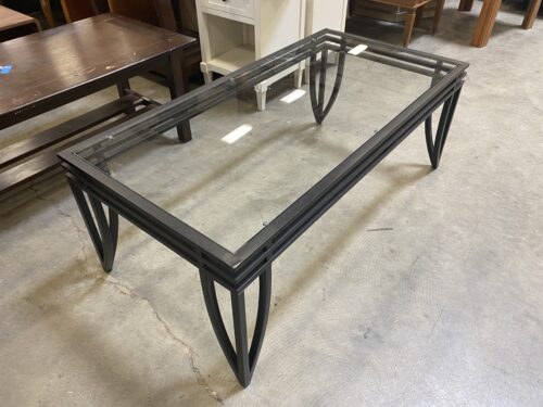 Black Metal Glass Top Coffee Table
