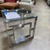 ENGLISH ELM New! Eros Accent Table Silver and Glass