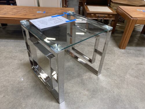 ENGLISH ELM New! Eros Accent Table Silver and Glass