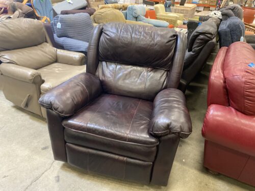 Dark Brown Leather Manual Recliner