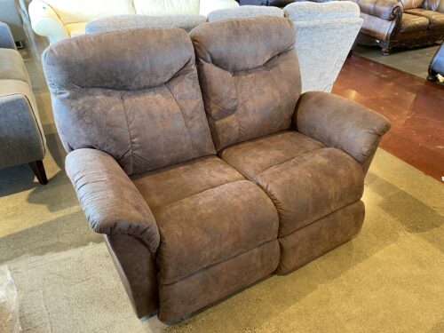 Brown Faux Suede 2 Seat Power Recliner