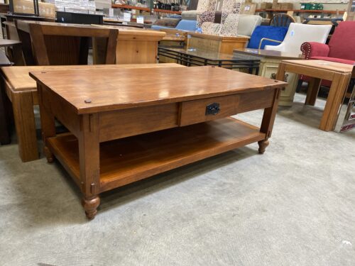 Heavy Wooden Coffee Table with Drawer