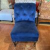 Blue Plush Fabric Armless Chair