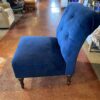Blue Plush Fabric Armless Chair