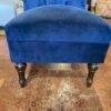 Blue Plush Fabric Armless Chair