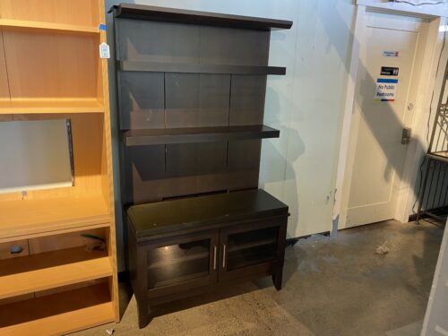 Dark Wood Display Cabinet with Shelves