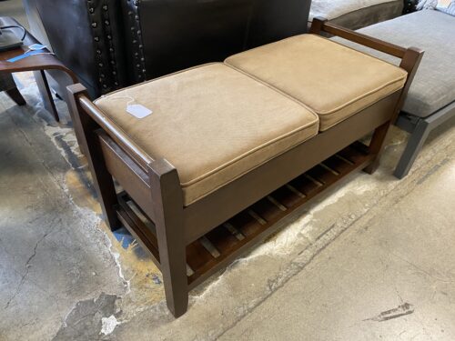 Beige Cushioned with Cedar Storage Bench