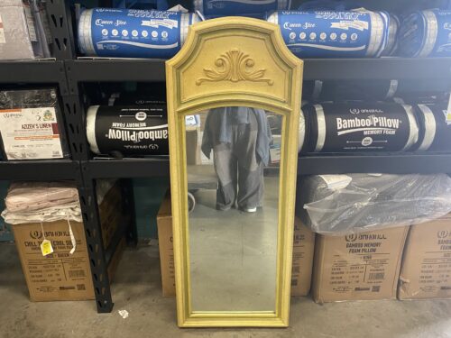 Vintage Vibrant Yellow Filigree Carved Hanging Mirror