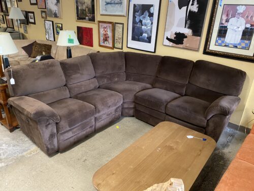 LA-Z-BOY Brown Microfiber Plush Cushioned Rounded Sectional