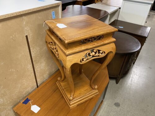 Hand Carved Small Wooden Accent Table