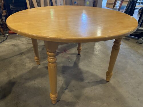 Sturdy Round Blonde Turned Leg Dining Table