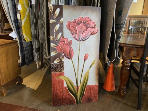 Metallic Textured Stretch Canvas Floral Art