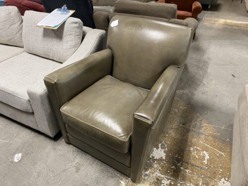 Tortoise Shell Green Leather Armchair