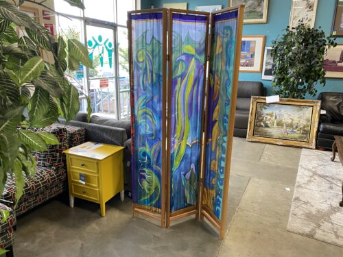 Abstract Dyed Cloth 3 Panel Room Divider
