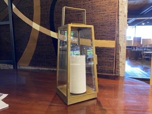 Hefty Gold Metal & Glass Lantern Décor, Large