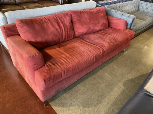 NATUZZI Red Suede Loveseat