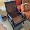 Round Wood Carved Handle Wicker Chair